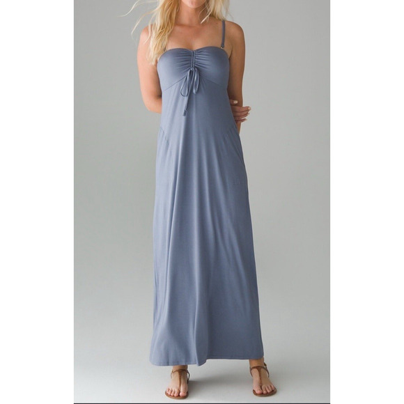 Soma Wknd Ultimate Support Strapless Maxi Dress Sz M Stone Blue Built In Bra - Picture 1 of 10
